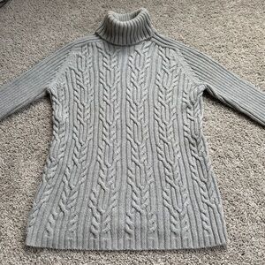 Karen Scott Gray 100% Cotton Knit Turtle Neck Sweater Size Small